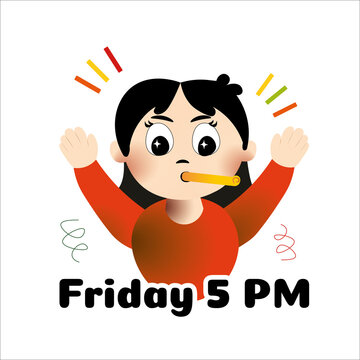 Friday 5 PM Sticker | Happy End of Workday Programmer Cartoon