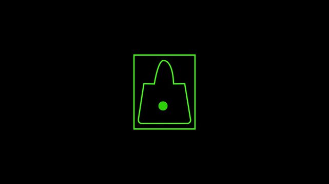 green Target Reticle Scanning and Detecting a Hidden Object or Handbag Icon