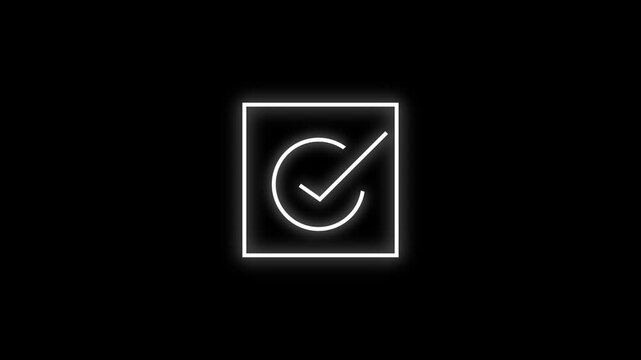 Neon white Loading Circle Transitioning into Checkmark Success Icon Animation