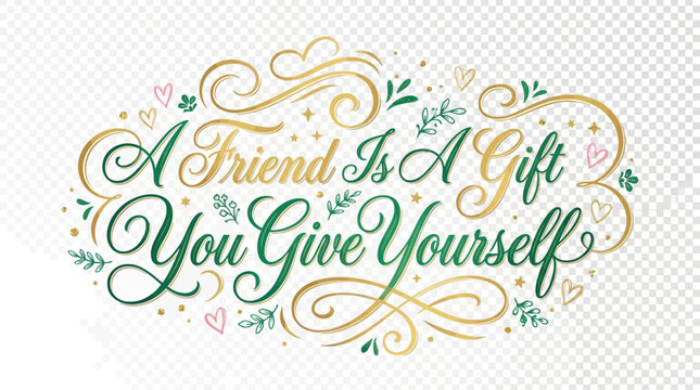 Inspirational quote about friendship with elegant calligraphy