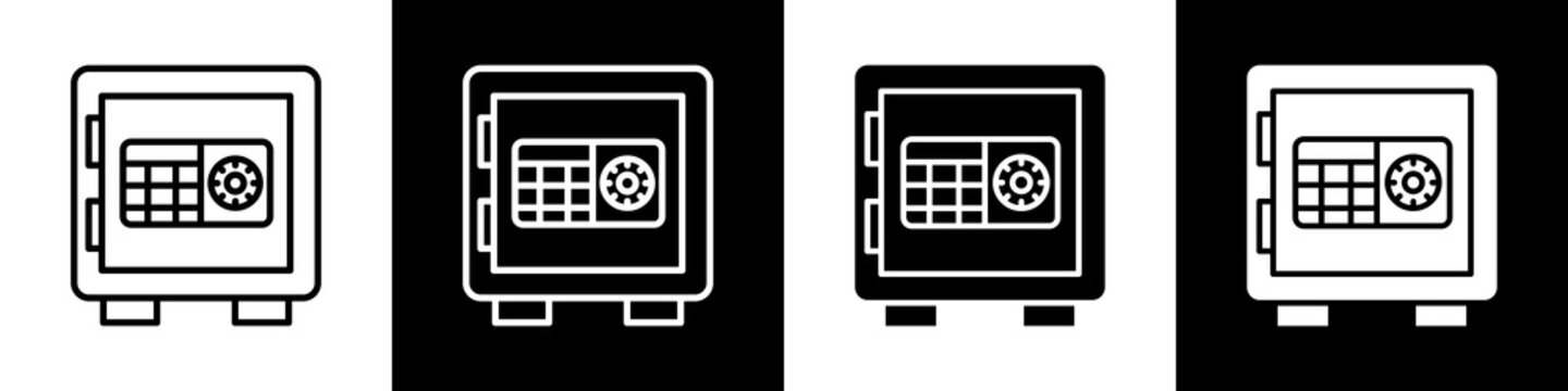 Safe box black and white icon design concept
