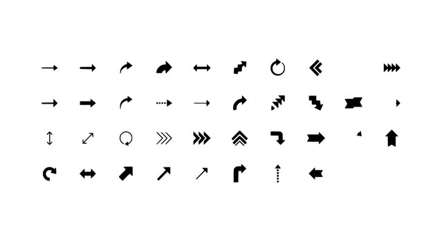 Arrows and Symbols Set Featuring Various Directional Indicators and Icons Featuring Design, Vector, Illustration with Graphic