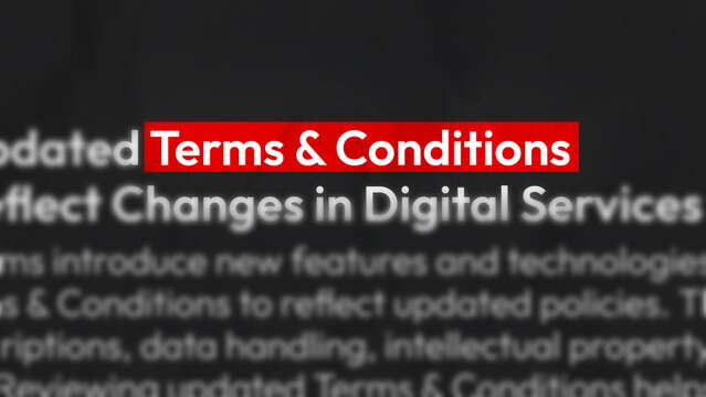 Terms and Conditions Highlighted Text Animation for Legal Agreement, User Policy, Service Rules, Website Compliance, Contract and Business Documentation. 2D Illustration