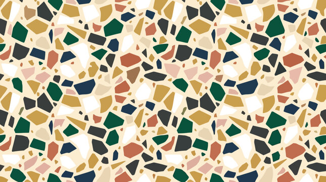 Flat vector luxury terrazzo pattern, modern decorative chips and premium composition

