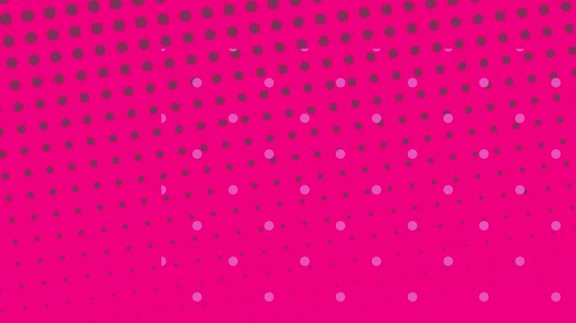 Abstract halftone dot pattern moving background with vibrant pink and dark purple gradient.