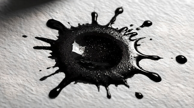 overpainting. A pure white canvas with a single black ink stain spreading organically at the edges. wellbeing guides.