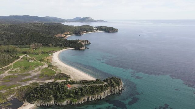 Amazing view of Sithonia coastline near Azapiko North Beach, Chalkidiki, Central Macedonia, Greece