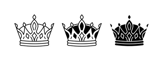 Royal Crown Icons, Regal Headwear Vector Graphics, Elegant Tiara Symbols for Royalty and Prestige © Forhad