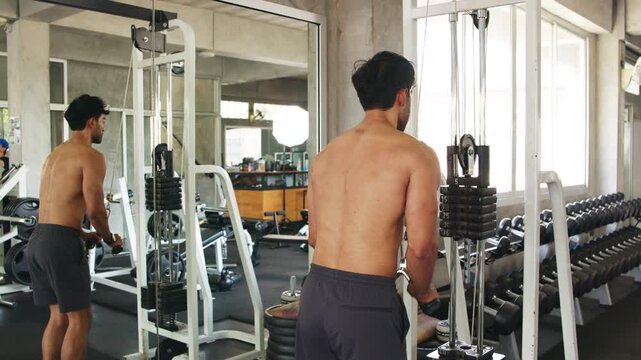 Athlete Performing Functional Triceps Pushdown