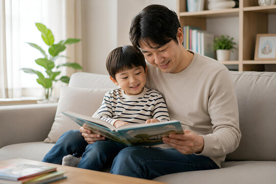 아빠와 함께 책 읽기 (Father Reading with Child)