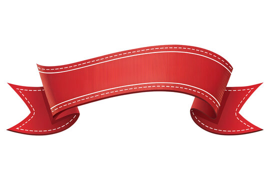 Stitched Red Ribbon Banner, Classic Red Award Banner, Sewn Edge Red Scroll, Vintage Red Pennant Ribbon, Decorative Stitched Banner