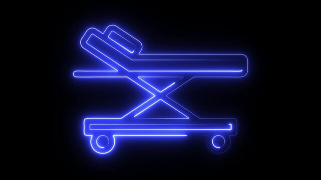 Glowing Blue Neon Key Icon on Black Background 3D Metal Business Security Symbol Vector Illustration Design