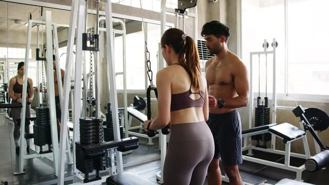 Cable Triceps Pushdown with Coaching Interaction