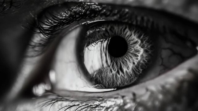 Introspective close-up of an eye with a blurred background for contemplation and introspection ry.