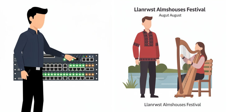 Llanrwst Almshouses Festival Network Setup and Traditional Music Performance
