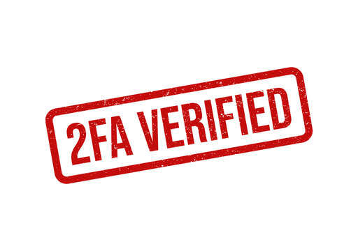 Red 2fa verified rubber stamp impression