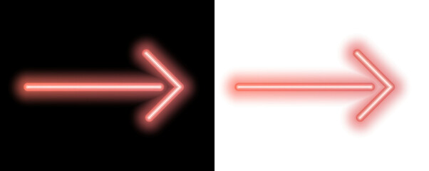 Glowing red neon arrows pointing right on black. © Ankur