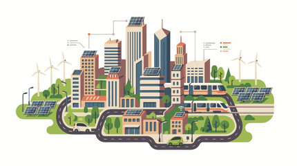 Obraz premium Green urban cityscape with renewable energy sources