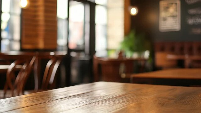 Bare interior of a cafe or dining area with empty seats and tables