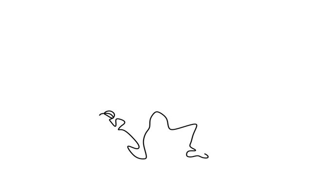 Animated self drawing of continuous line draw of  Yoga Pose Continuous Line Drawing. Full length one line animation. 4K	
