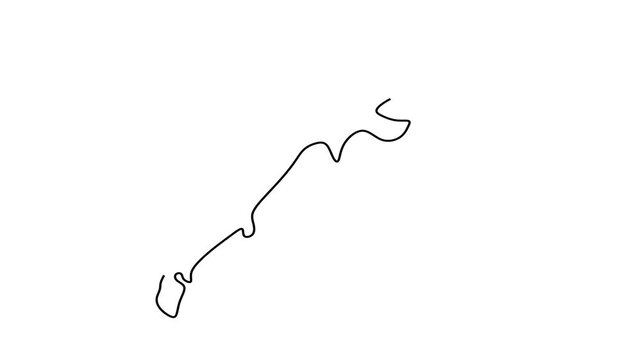 Animated self drawing of continuous line draw of   woman running. Full length one line animation. 4K	