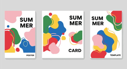 Summer greeting cards, colorful abstract templates isolated on Transparent Background © Riponislam