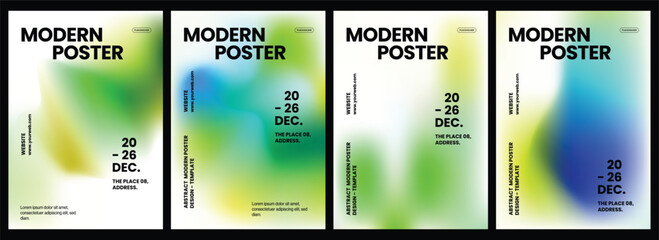 Creative flyer templates featuring abstract vibrant color gradients with bold black typography for professional business event marketing design projects © Sameer