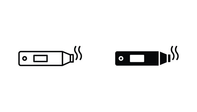 Vape device vector icon isolated on white Black and white outline line art and solid glyph silhouette