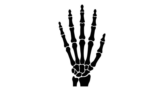 Helloween Black skeleton hand, bony fingers, Halloween symbol, creepy gesture, anatomical illustration isolated on White Background vector
