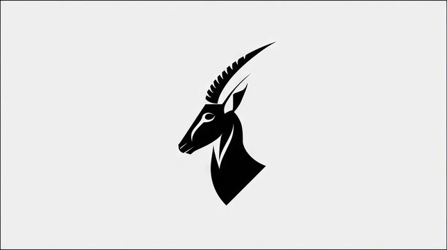 Stylized profile silhouette of a horned ungulate head facing left on a light background