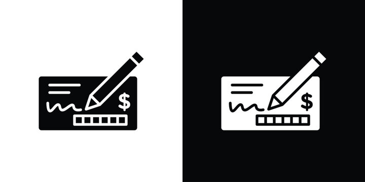 Signing cheque icon