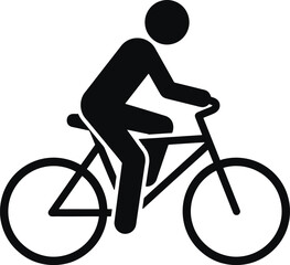 Obraz premium Silhouette of a person riding a bicycle for fitness and transportation icons