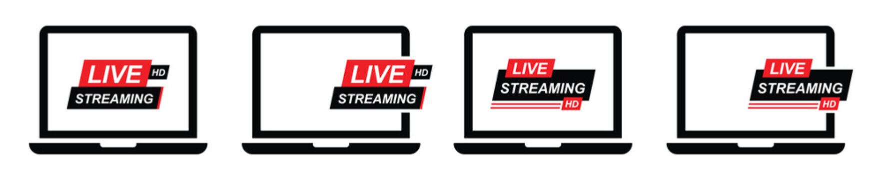 Live football streaming on laptop icon illustration