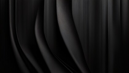 Fototapeta premium Dark Black Abstract Background With Dripping Shadow Fold On Vertical Pleated Texture For Moody And Luxury Design