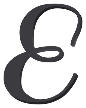 Modern calligraphy letter E png, transparent background