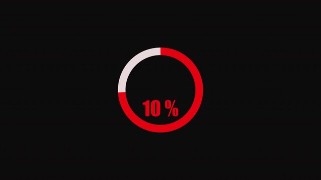 Colorful animation of a charging progress bar loading on a black background, in the form of a 4k video animation.