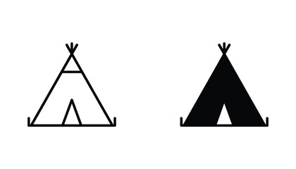Tipi vector icon isolated on white Black and white outline line art and solid glyph silhouette © VisionGrafix