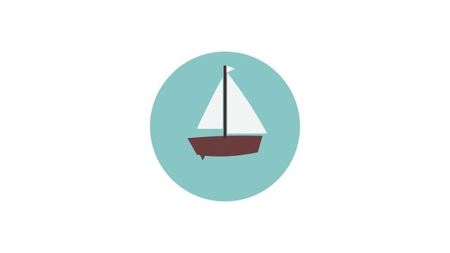 Minimalist Sailboat Icon Animation on White Background.