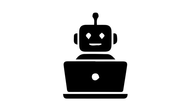 Robot, AI, black icon, vector illustration, technology symbol