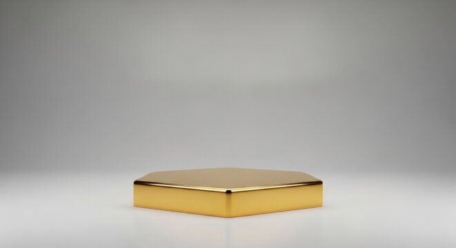 Golden hexagonal platform stands centered on a light gray background.