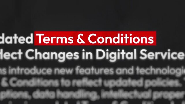 Terms and Conditions Highlighted Text Animation for Legal Agreement, User Policy, Service Rules, Website Compliance, Contract and Business Documentation. 2D Video Animation