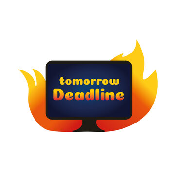 Tomorrow Deadline Burning Monitor Sticker | Funny Programmer IT Stress