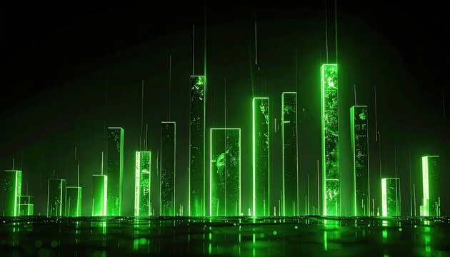 Neon Green Digital Data Visualization Abstract Technology Background