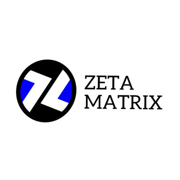 Modern Letter Z Zeta Matrix logo design template with blue and black geometric circle shapes for technology network or corporate business identity