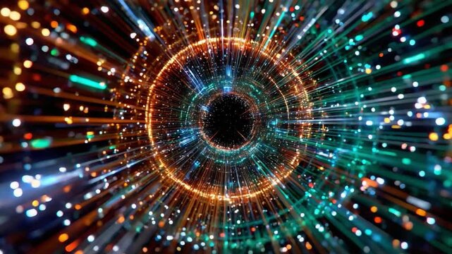 Cosmic Tunnel: A mesmerizing visual journey through a vibrant, abstract tunnel of light and energy, evoking a sense of wonder and the infinite possibilities of the universe.