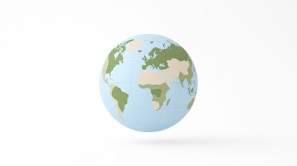Fototapeta premium Minimalist stylized 3D earth globe isolated on white background