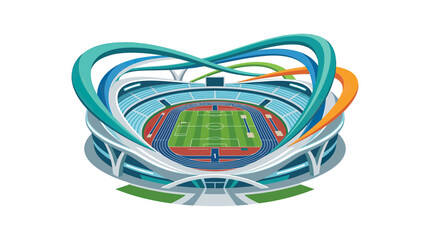 Modern Stadium Arena with Soccer Field and Spectator Stands, Sports Venue Illustration © Varel