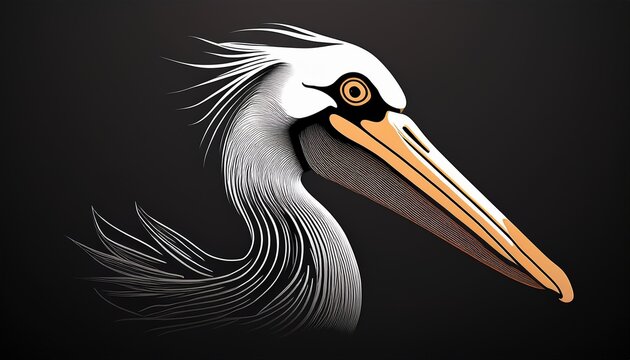 Logotipo Con Dibujo Minimalista De La Silueta De Un Pelicano Visto De Perfil