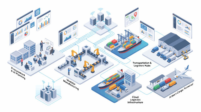 Industrial factory production line workflow.