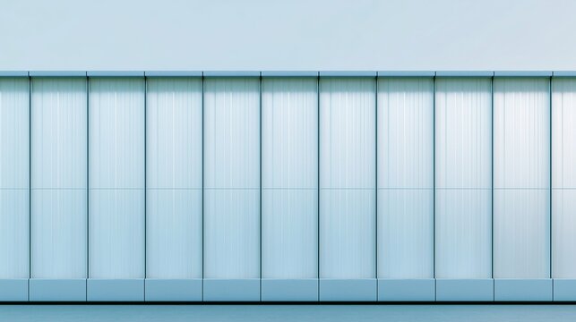 Symmetric arranged vertical ribbed light blue rectangular panels on plain matching background creates modern clean architectural minimalist seamless pattern